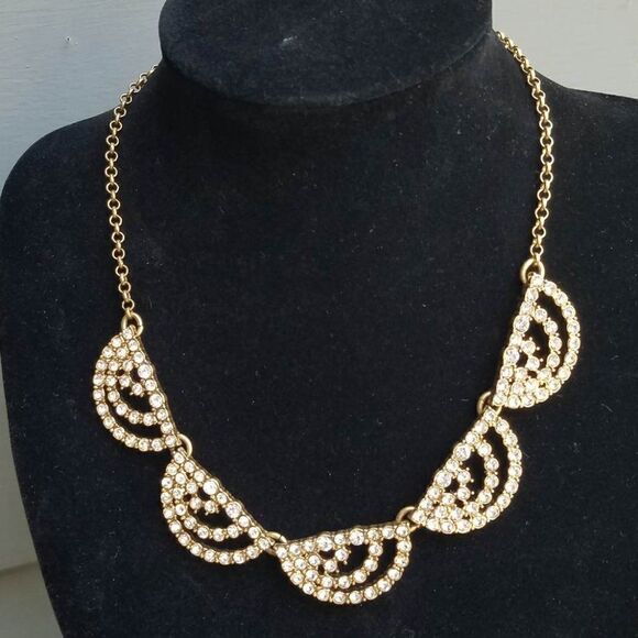 J Crew Vintage Style Clear Rhinestone  Necklace 17" 3" extender - Picture 1 of 8